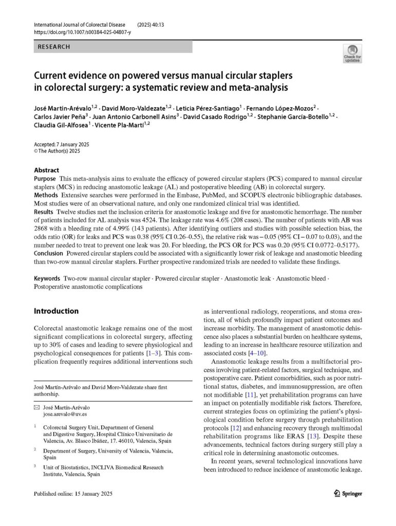 当教室のデータが紹介されました　International Journal of Colorectal Disease